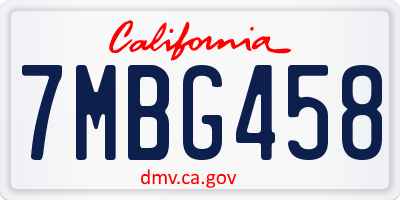 CA license plate 7MBG458