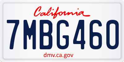 CA license plate 7MBG460