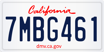 CA license plate 7MBG461