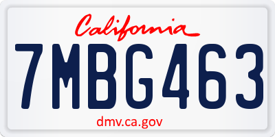CA license plate 7MBG463