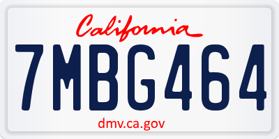 CA license plate 7MBG464
