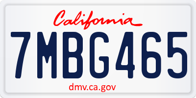 CA license plate 7MBG465