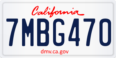 CA license plate 7MBG470