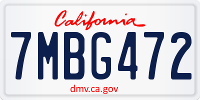 CA license plate 7MBG472