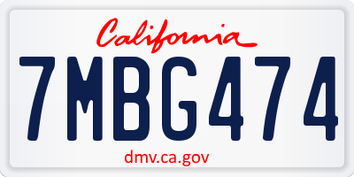 CA license plate 7MBG474