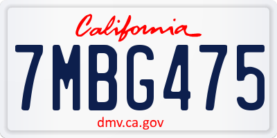 CA license plate 7MBG475