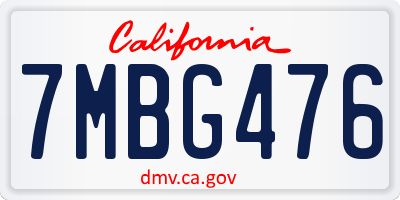 CA license plate 7MBG476