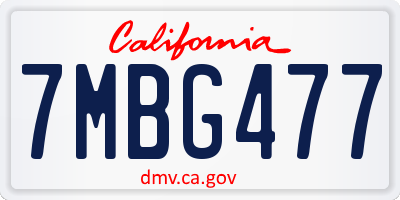 CA license plate 7MBG477