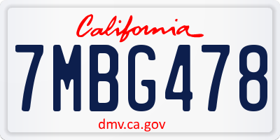 CA license plate 7MBG478