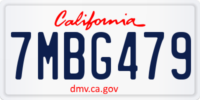 CA license plate 7MBG479