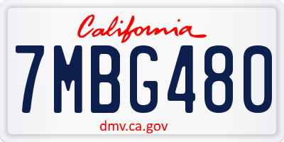 CA license plate 7MBG480