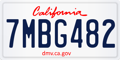 CA license plate 7MBG482