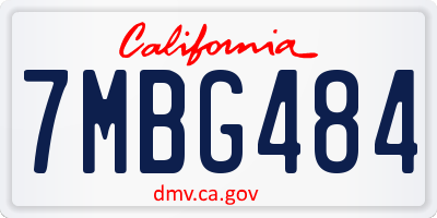 CA license plate 7MBG484
