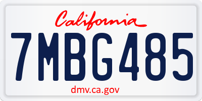 CA license plate 7MBG485