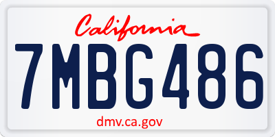 CA license plate 7MBG486