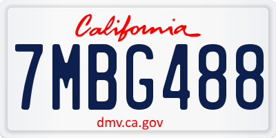 CA license plate 7MBG488