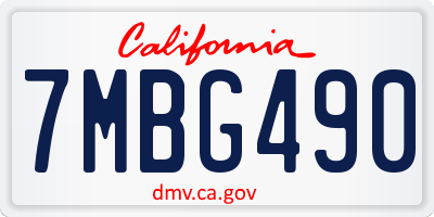 CA license plate 7MBG490