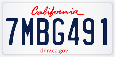 CA license plate 7MBG491