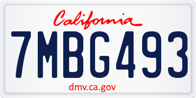 CA license plate 7MBG493