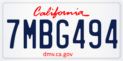 CA license plate 7MBG494
