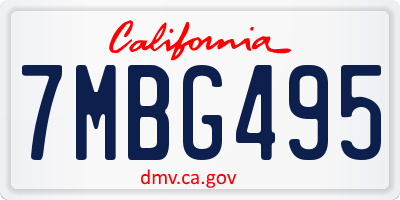 CA license plate 7MBG495