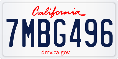 CA license plate 7MBG496
