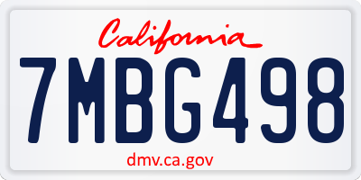 CA license plate 7MBG498