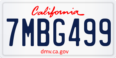CA license plate 7MBG499