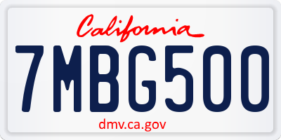 CA license plate 7MBG500