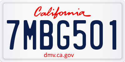 CA license plate 7MBG501