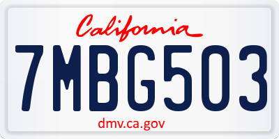 CA license plate 7MBG503