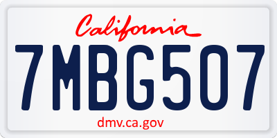 CA license plate 7MBG507