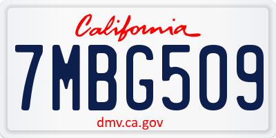 CA license plate 7MBG509