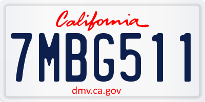 CA license plate 7MBG511