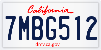 CA license plate 7MBG512