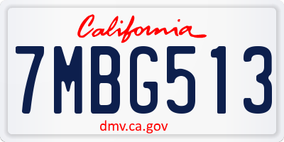 CA license plate 7MBG513