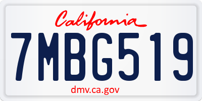 CA license plate 7MBG519