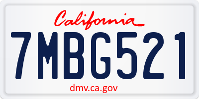 CA license plate 7MBG521