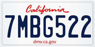 CA license plate 7MBG522