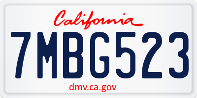 CA license plate 7MBG523
