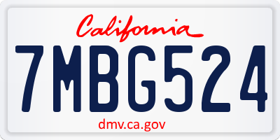 CA license plate 7MBG524