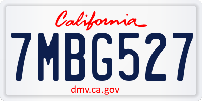 CA license plate 7MBG527