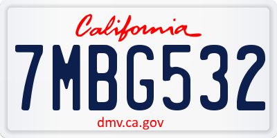 CA license plate 7MBG532