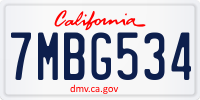 CA license plate 7MBG534
