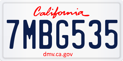 CA license plate 7MBG535