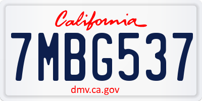 CA license plate 7MBG537