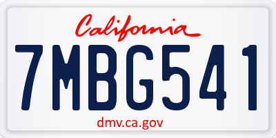 CA license plate 7MBG541