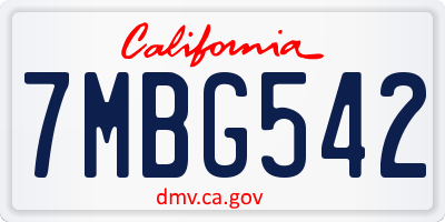 CA license plate 7MBG542