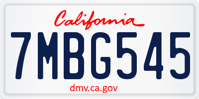 CA license plate 7MBG545