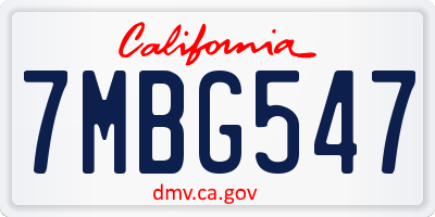 CA license plate 7MBG547